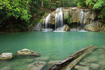 Картинка природа водопады лес река водопад