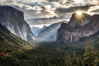 Картинка природа восходы закаты водопад горы пейзаж утро