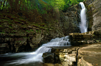 Картинка природа водопады лес река водопад