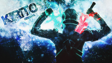 Картинка аниме sword+art+online арт dinocojv парень мечи кирито