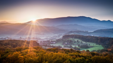 Картинка природа восходы закаты утро солнце осень