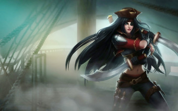 Картинка видео+игры league+of+legends фон девушка взгляд оружие miss+fortune