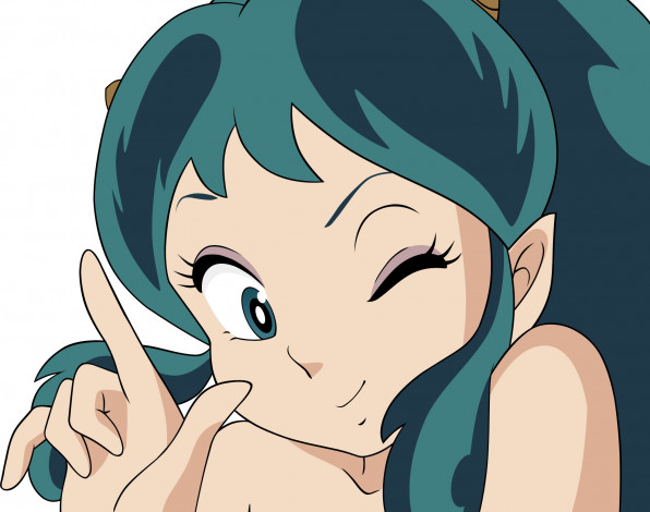 Обои картинки фото аниме, urusei yatsura, девушка, взгляд, фон