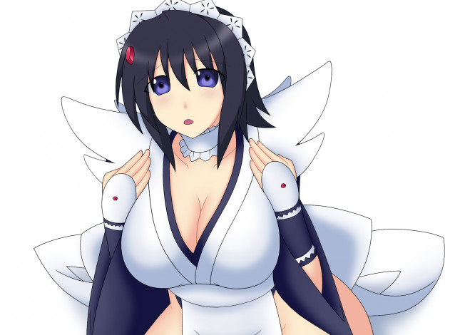 Обои картинки фото аниме, unknown,  другое, фон, костюм, девушка, взгляд