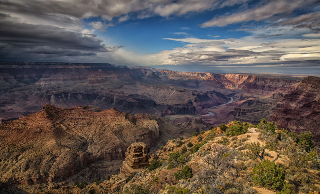 Обои картинки фото природа, горы, река, скалы, каньон, простор