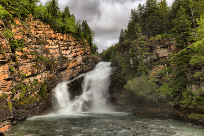 Обои картинки фото природа, водопады, лес, водопад, река