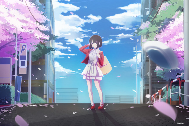 Обои картинки фото аниме, saenai heroine no sodatekata, арт, девочка, город, katou, megumi, saenai, heroine, no, sodatekata, magicians
