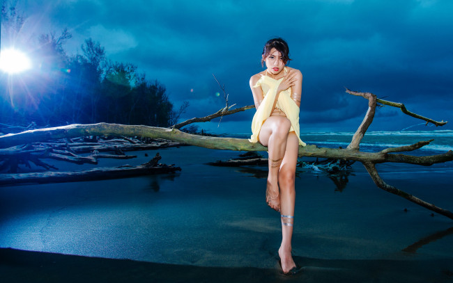 Обои картинки фото девушки, -unsort , азиатки, ночь, девушка, поза