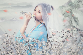 Картинка девушки -unsort+ азиатки фон лицо модель волосы