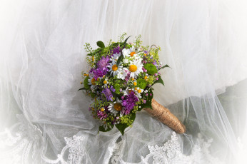 Картинка цветы букеты +композиции ромашки букет ткань хризантемы