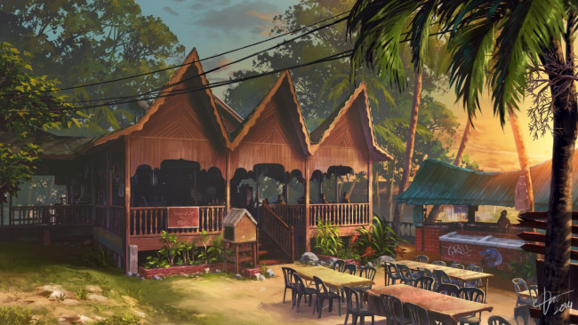 Обои картинки фото рисованное, города, dao