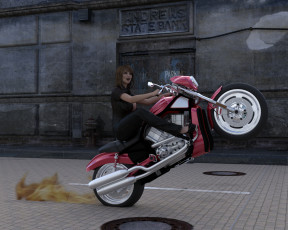 Картинка 3д+графика люди-авто мото+ people-+car+ +moto фон взгляд девушка