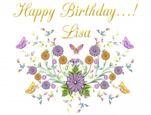 Картинка праздничные день+рождения цветы фон бабочки