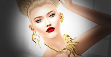 Картинка 3d+девушка 3д+графика портрет+ portraits девушка 3d блондинка украшения