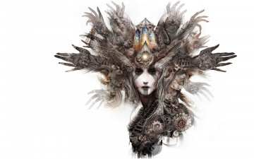 Картинка 3д+графика существа+ creatures руки абстракция лицо девушка