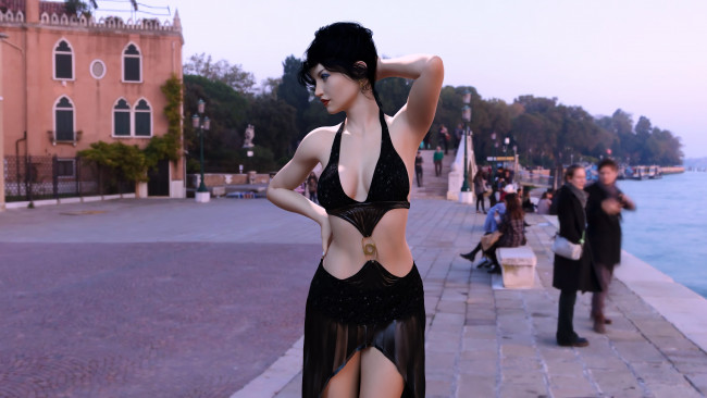 Обои картинки фото 3д графика, люди , people, девушка, взгляд, фон