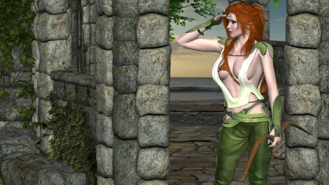 Обои картинки фото 3д графика, люди , people, взгляд, фон, девушка