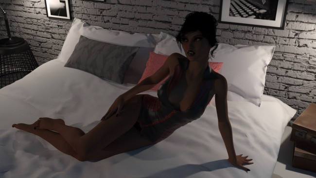 Обои картинки фото 3д графика, существа , creatures, девушка, взгляд, фон, вампир