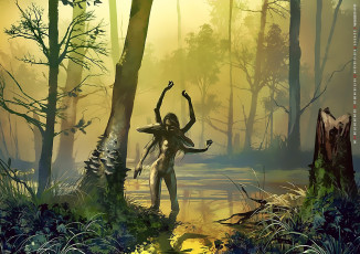Картинка календари фэнтези растение 2019 calendar дерево болото лес существо