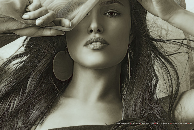 Обои картинки фото календари, компьютерный дизайн, 2019, взгляд, девушка, серьги, calendar, женщина, лицо