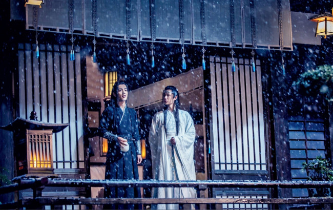 Обои картинки фото кино фильмы, the untamed, вэй, усянь, лань, ванцзы, снег