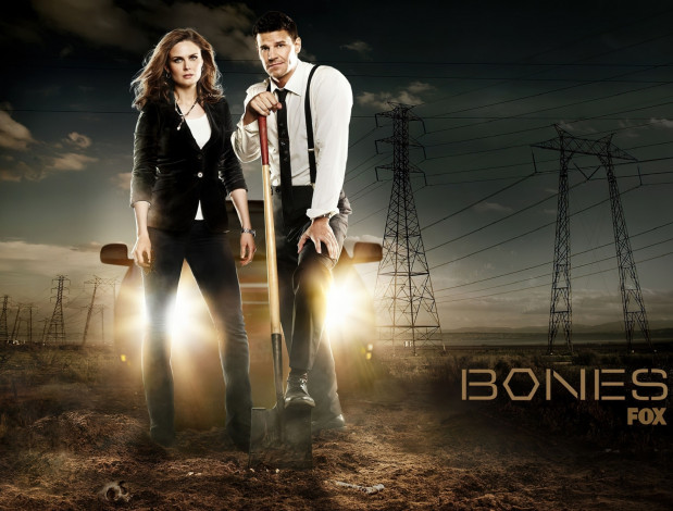 Обои картинки фото кино фильмы, bones, полицейские, лопата, свет, провода