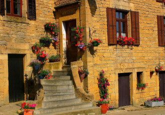 Картинка разное элементы архитектуры цветы прованс ступени