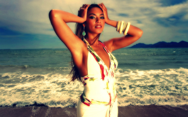 Обои картинки фото beyonce, knowles, музыка, море