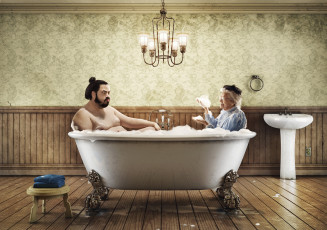 Картинка юмор приколы ванна сумоист бабулька пена