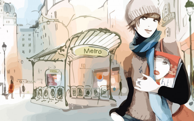 Обои картинки фото векторная, графика, девушка