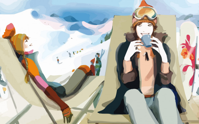 Обои картинки фото векторная, графика, девушки