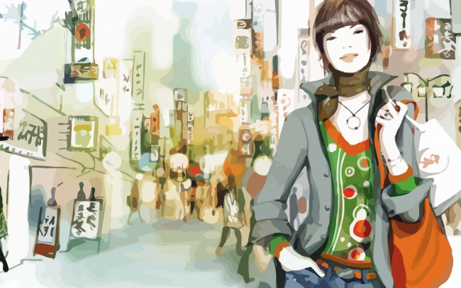 Обои картинки фото векторная, графика, девушки