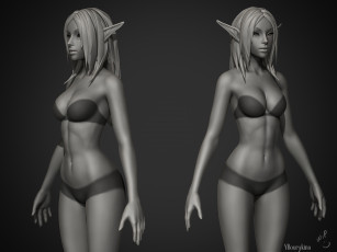 Картинка 3д+графика _science+fiction эльфийки взгляд фон