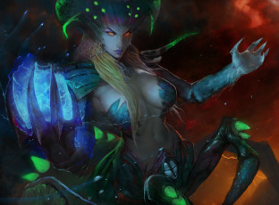 Картинка фэнтези существа лицо toxic caress паучиха паук art arachne