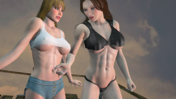 обоя 3д графика, люди , people, взгляд, девушки, фон