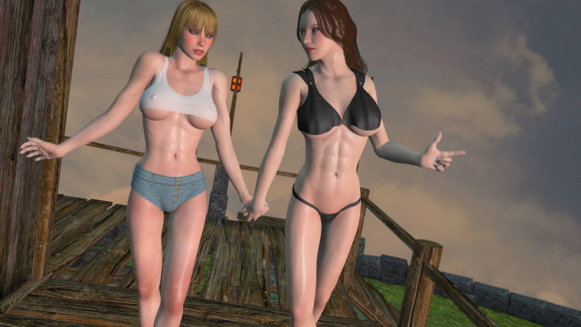 Обои картинки фото 3д графика, люди , people, фон, девушки, взгляд