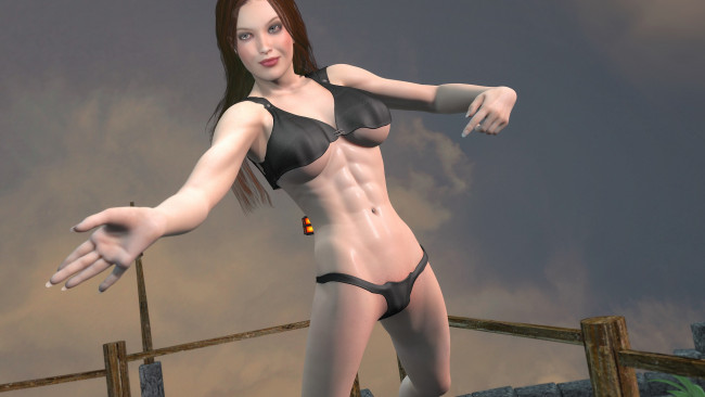 Обои картинки фото 3д графика, люди , people, взгляд, девушка, фон