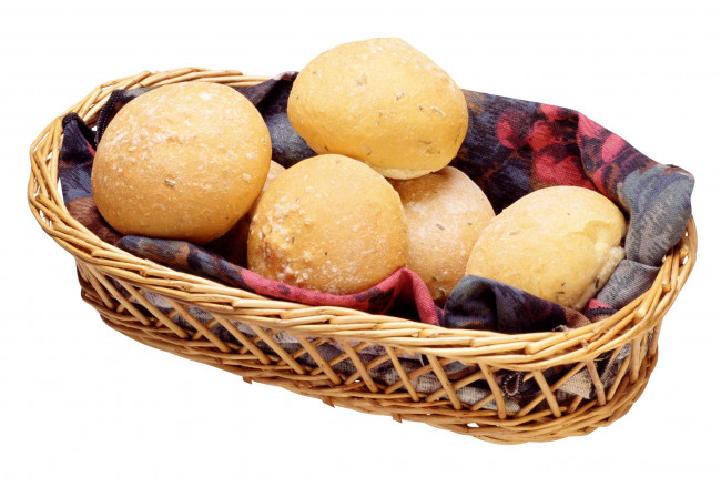 Обои картинки фото еда, хлеб,  выпечка, булки, ткань, корзина