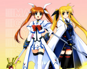 Картинка аниме mahou+shoujo+lyrical+nanoha фон взгляд девушки