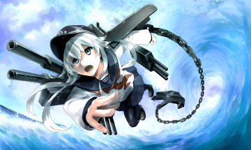 Картинка аниме kantai+collection девушка фон взгляд
