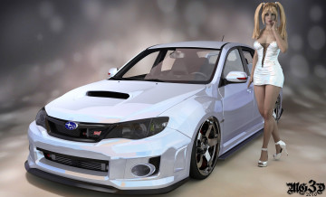 Картинка 3д+графика люди-авто мото+ people-+car+ +moto взгляд девушка автомобиль фон