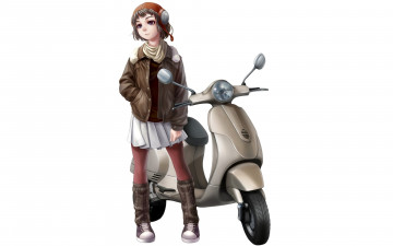 Картинка аниме оружие +техника +технологии взгляд девушка фон