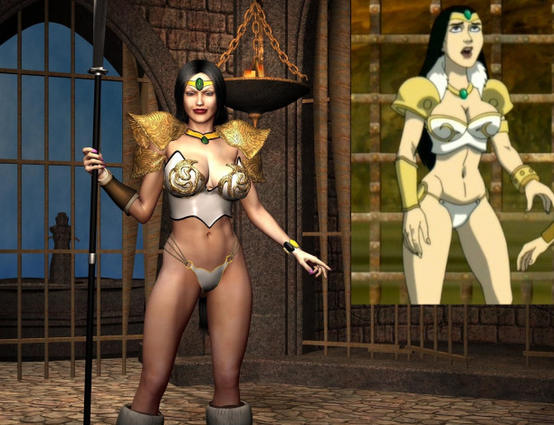 Обои картинки фото 3д графика, амазонки , amazon, взгляд, фон, девушка