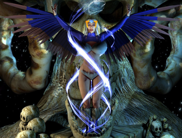 Обои картинки фото 3д графика, существа , creatures, фон, взгляд, девушка