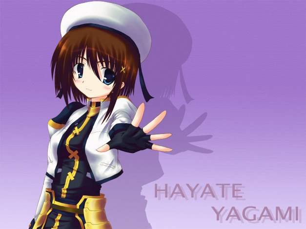 Обои картинки фото аниме, mahou shoujo lyrical nanoha, фон, взгляд, девушка