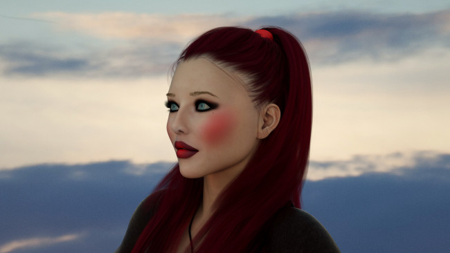 Обои картинки фото 3д графика, портрет , portraits, девушка, взгляд, фон