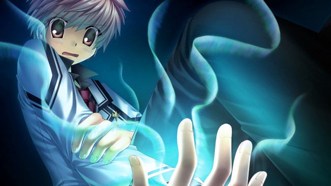 Обои картинки фото аниме, rewrite, девушка, взгляд, фон