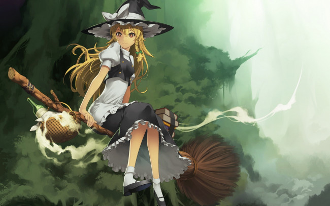 Обои картинки фото аниме, touhou, фон, взгляд, девушка