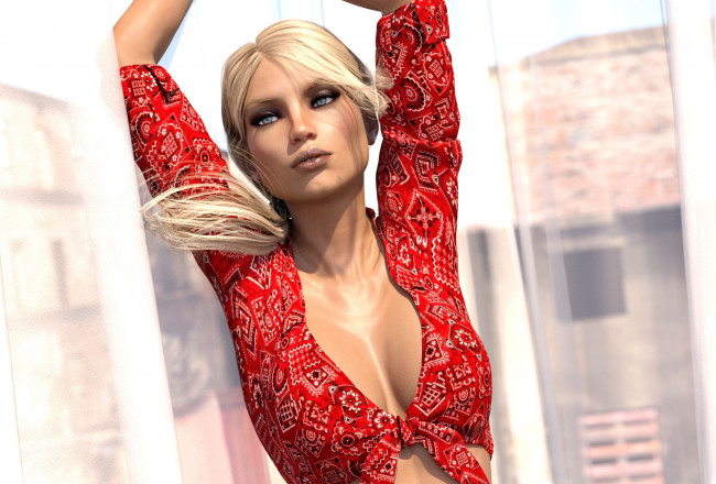 Обои картинки фото 3д графика, люди , people, фон, взгляд, девушка