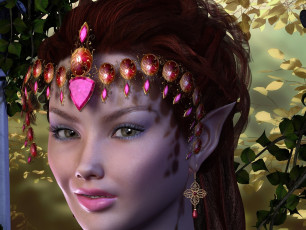 Картинка 3д+графика эльфы+ elves девушка взгляд фон